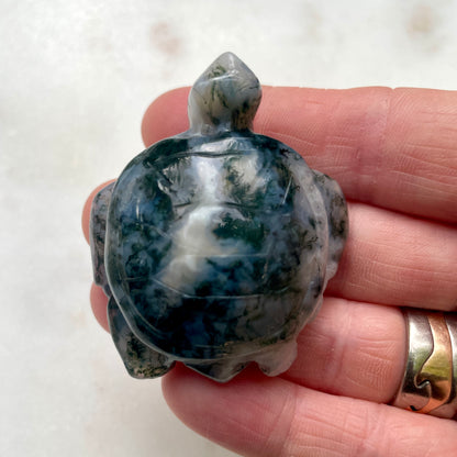 Moss Agate turtle 4CM - T6