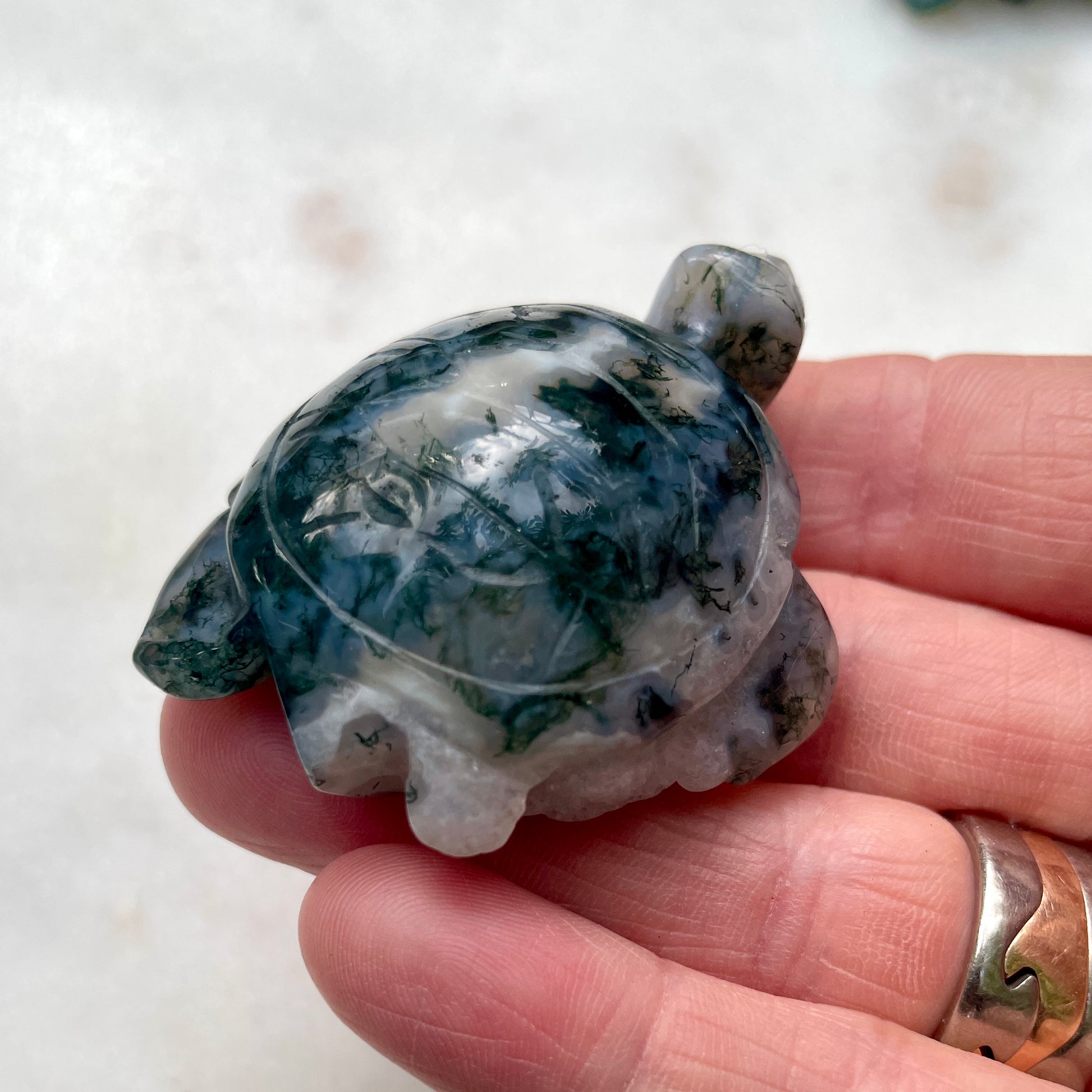 Moss Agate turtle 4CM - T6