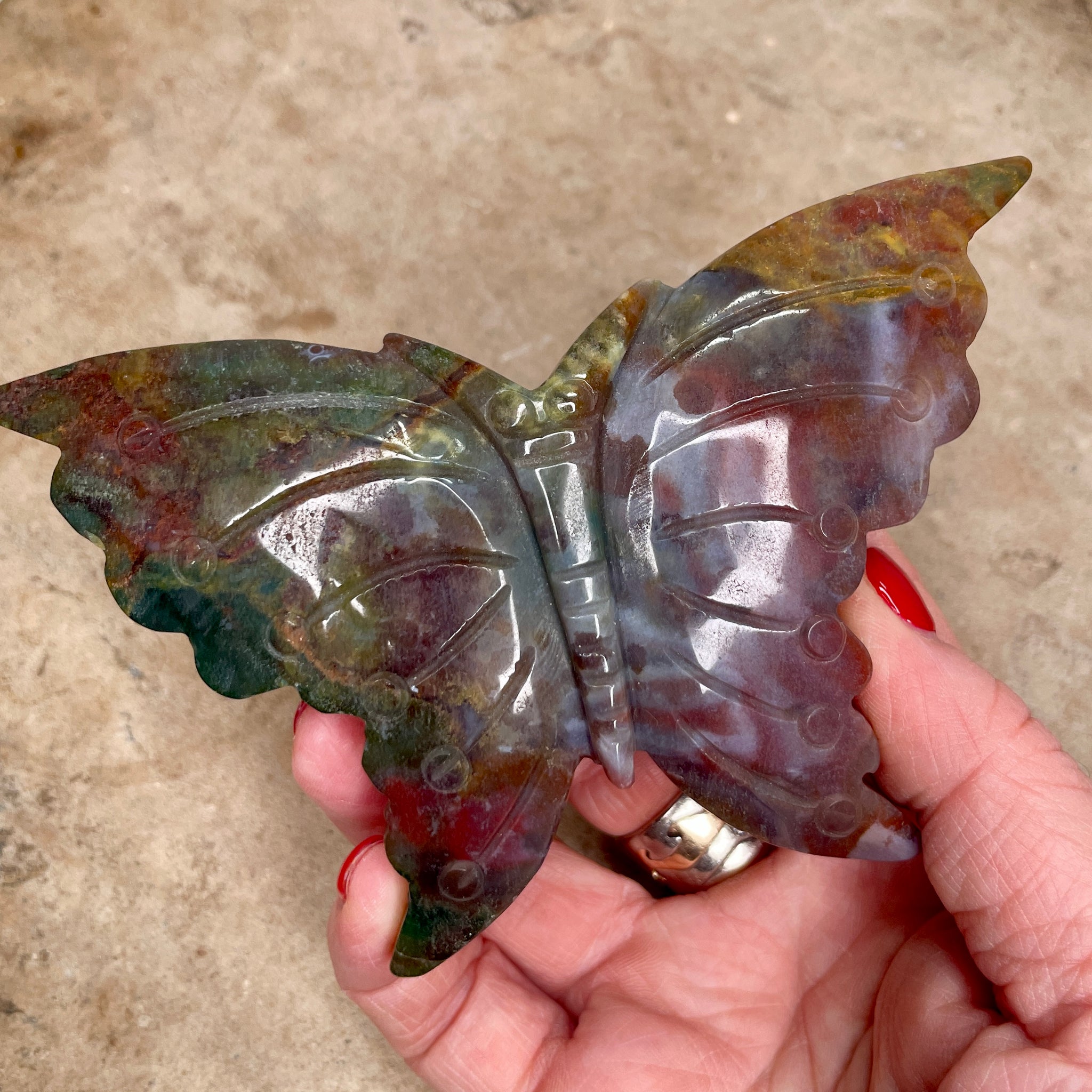 Ocean Jasper butterfly carving 12CM