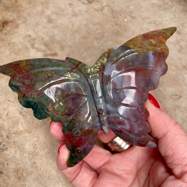 Ocean Jasper butterfly carving 12CM