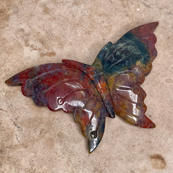 Ocean Jasper butterfly carving 13CM