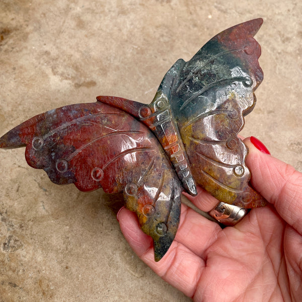 Ocean Jasper butterfly carving 13CM