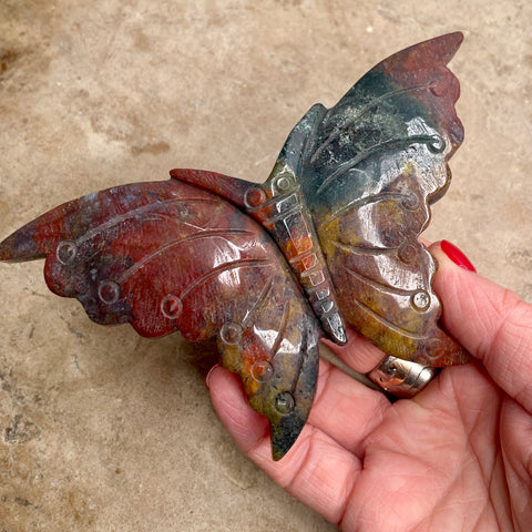 Ocean Jasper butterfly carving 13CM