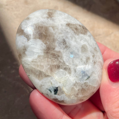 Rainbow Moonstone Palm stone 6CM