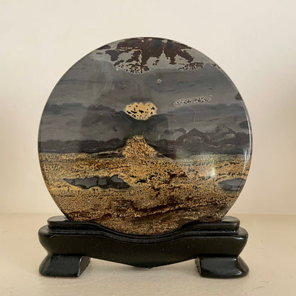 Picture Jasper Disk on Stand 10CM