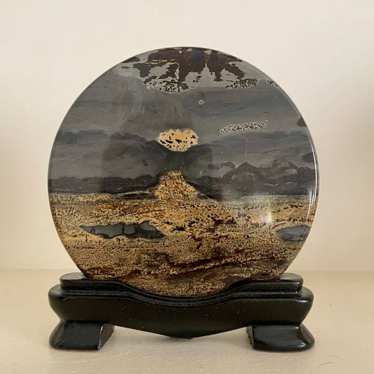 Picture Jasper Disk on Stand 10CM
