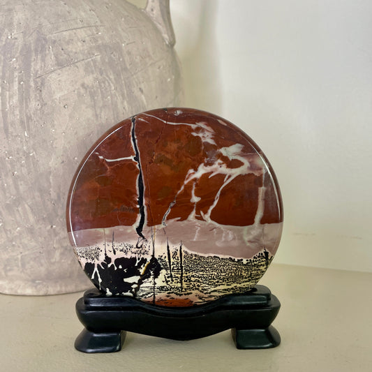 Picture Jasper Disk on Stand 10CM