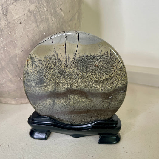 Picture Jasper Disk on Stand 10CM