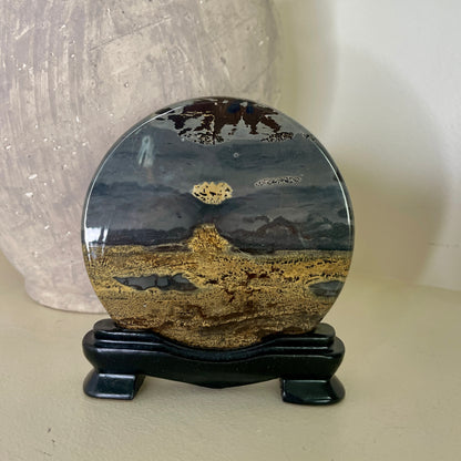 Picture Jasper Disk on Stand 10CM