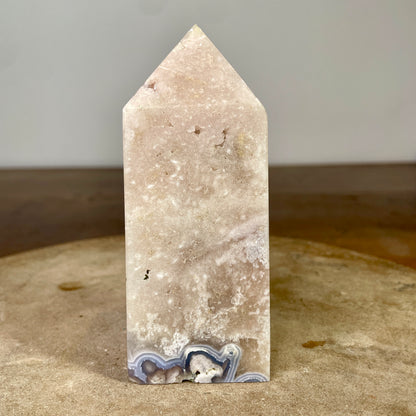 Pink Amethyst Tower with blue agate 11.5cm