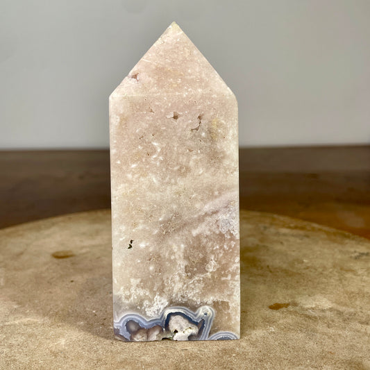 Pink Amethyst Tower with blue agate 11.5cm