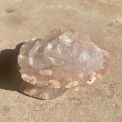 Pink Amethyst Flower carving F1