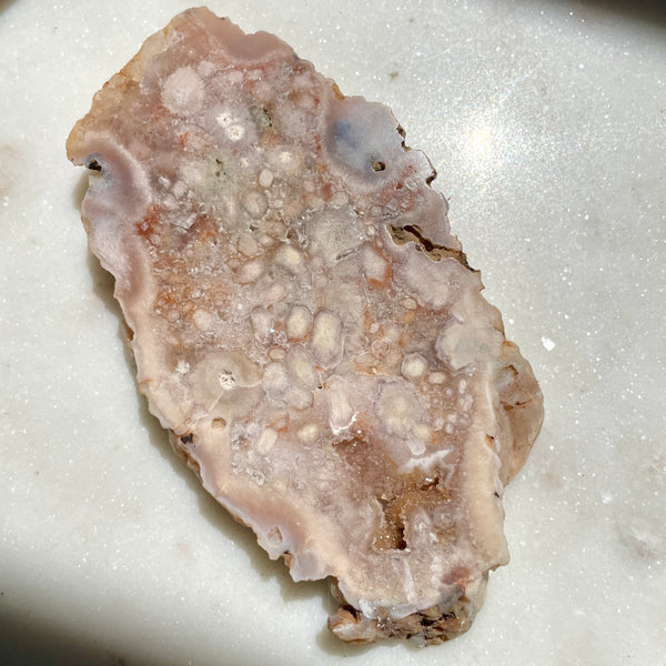 Pink Amethyst with flower agate slice 12CM