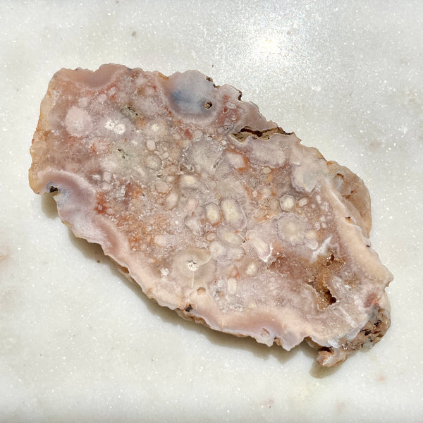 Pink Amethyst with flower agate slice 12CM