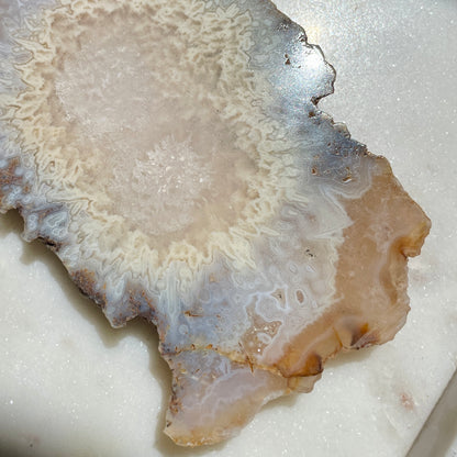 Pink Amethyst with flower agate slice 14CM