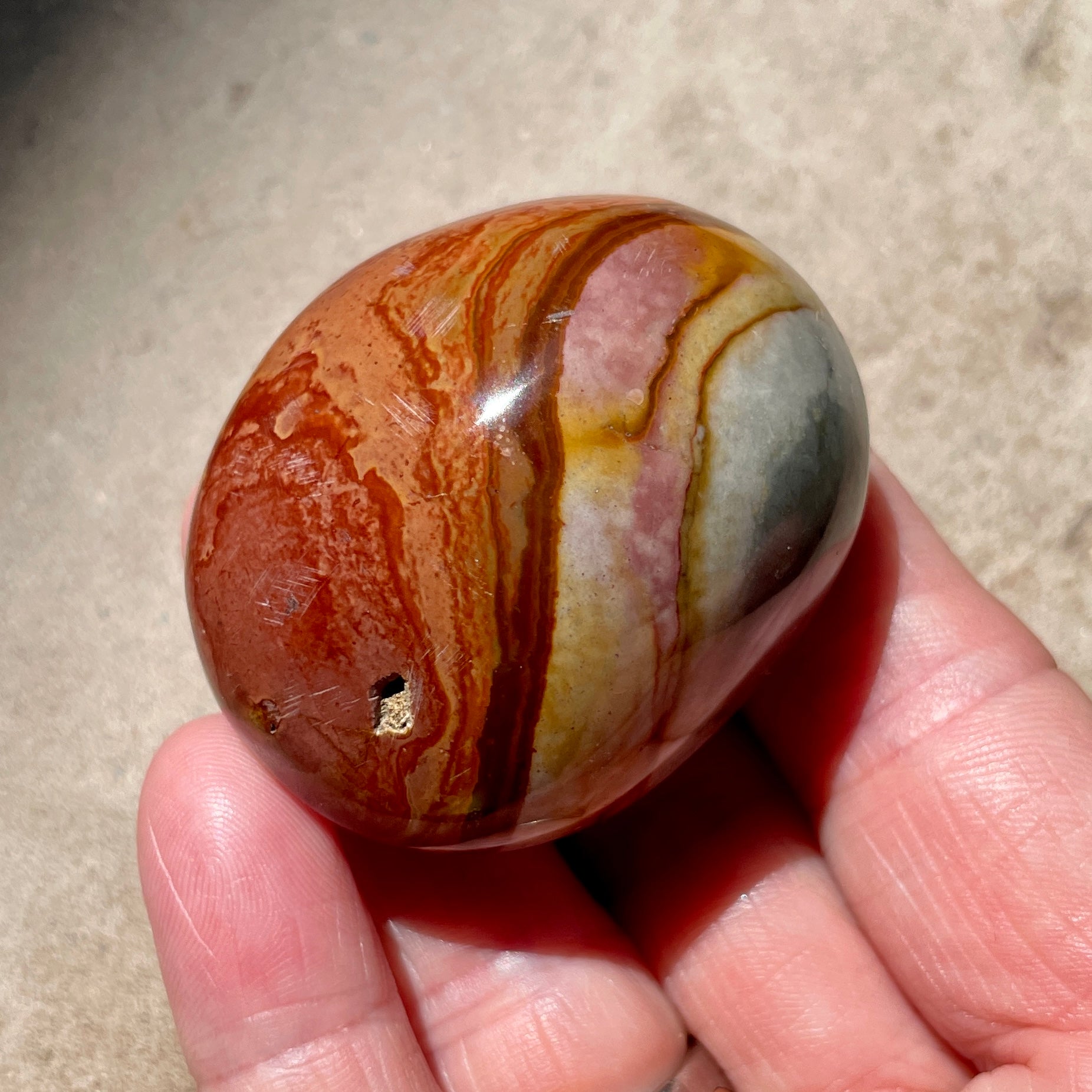 Polychrome Jasper Palm stone 4.5CM