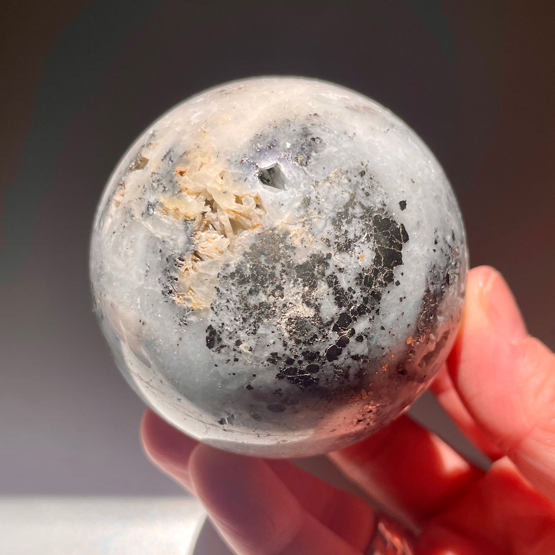 Pyrite Quartz Sphere 6CM