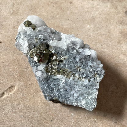 Pyrite Quartz cluster with Amethyst