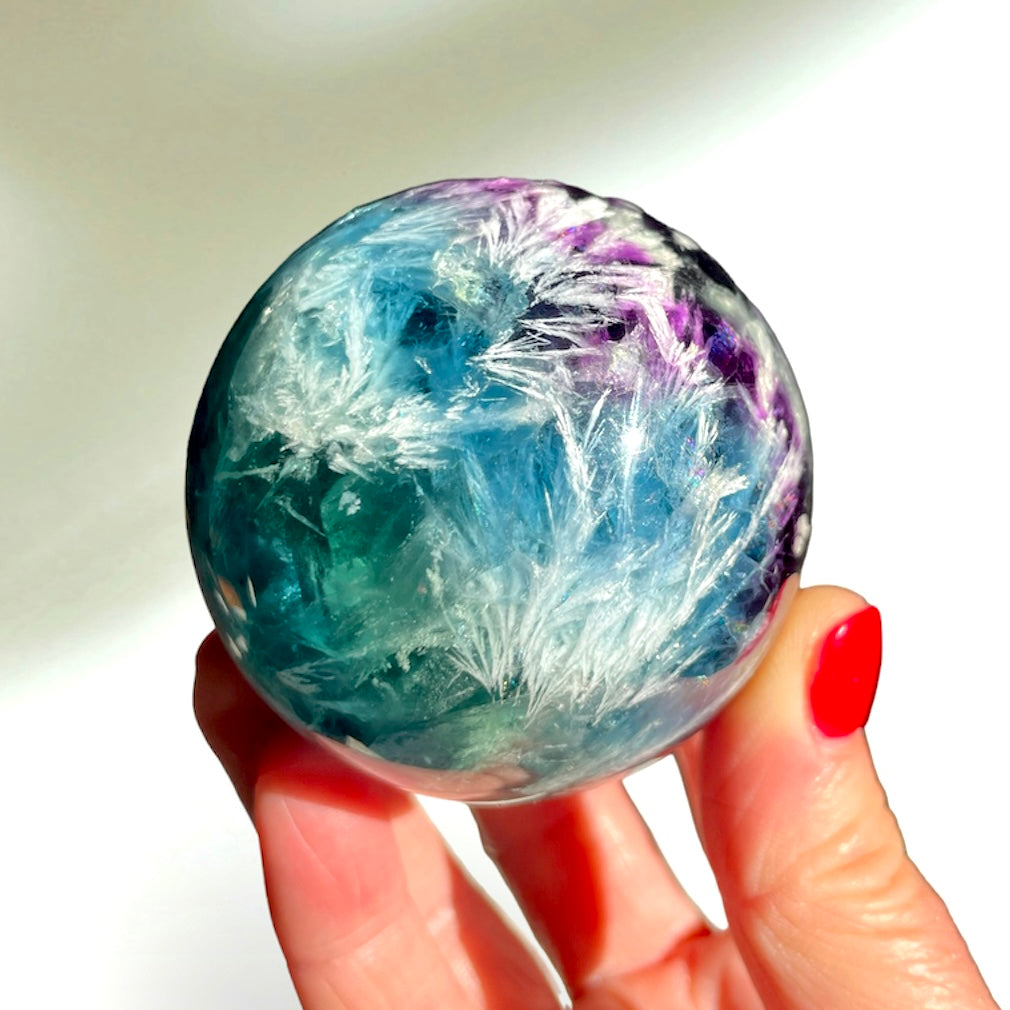 Rainbow Fluorite Feather Sphere 6CM