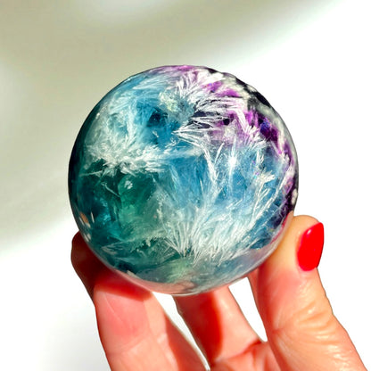 Rainbow Fluorite Feather Sphere 6CM