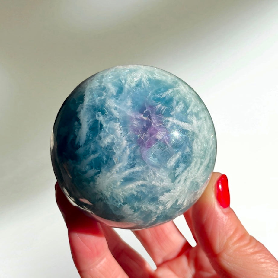 Rainbow Fluorite Feather Sphere 6CM
