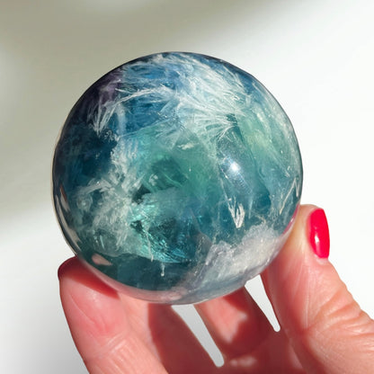 Rainbow Fluorite Feather Sphere 6CM