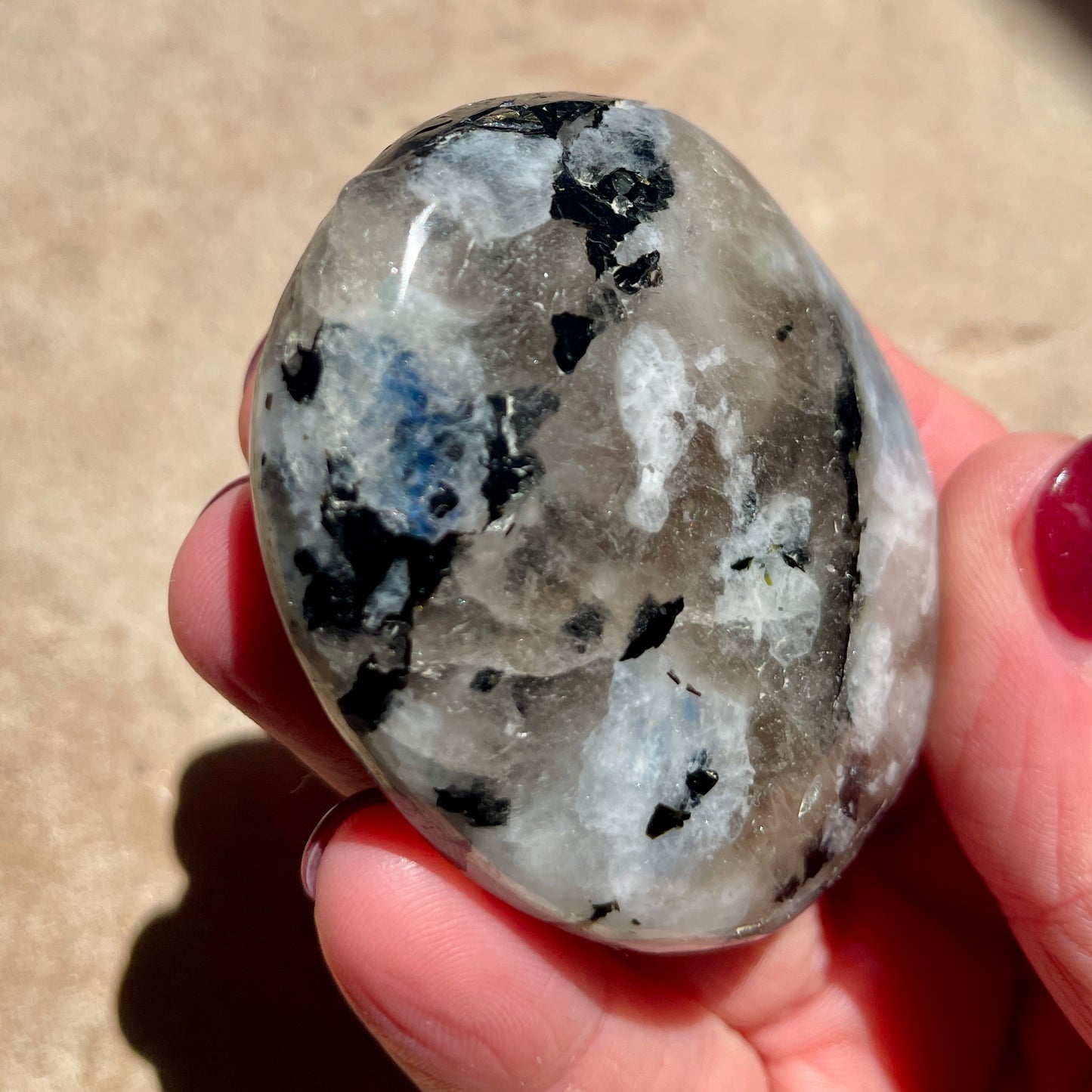 Rainbow Moonstone Palm stone 6CM