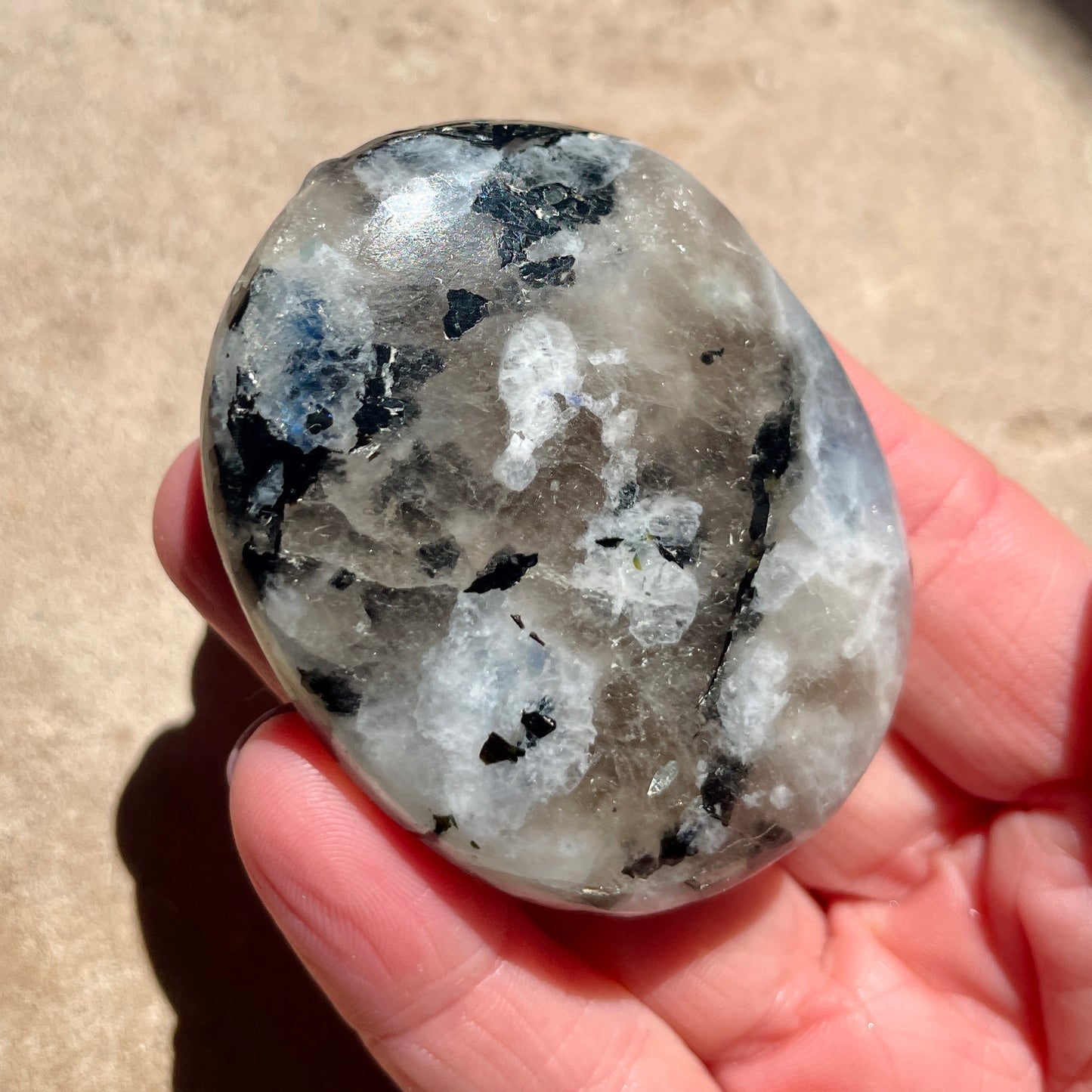 Rainbow Moonstone Palm stone 6CM