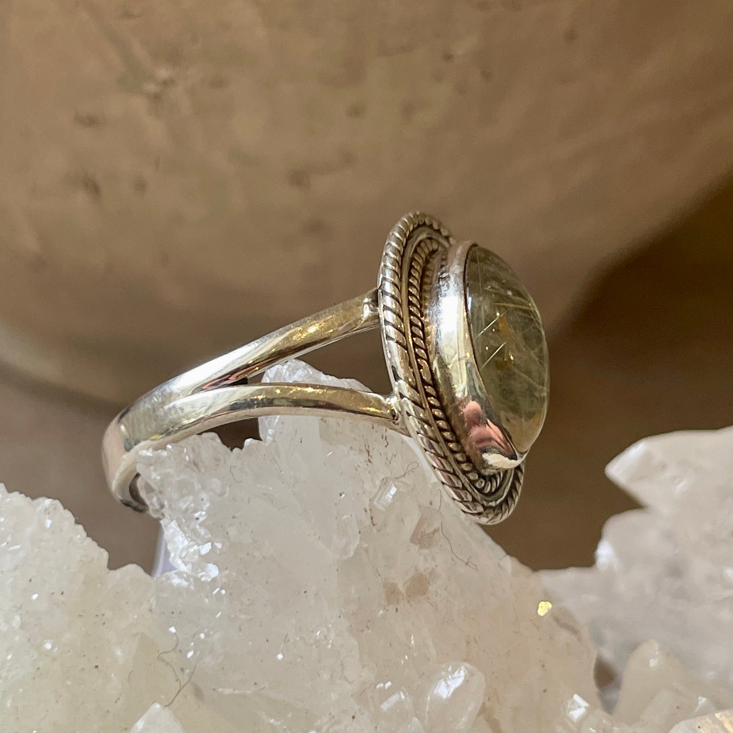 Golden Rutile Quartz ring | 925 silver | Size 9.5