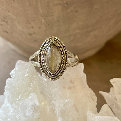 Golden Rutile Quartz ring | 925 silver | Size 9.5