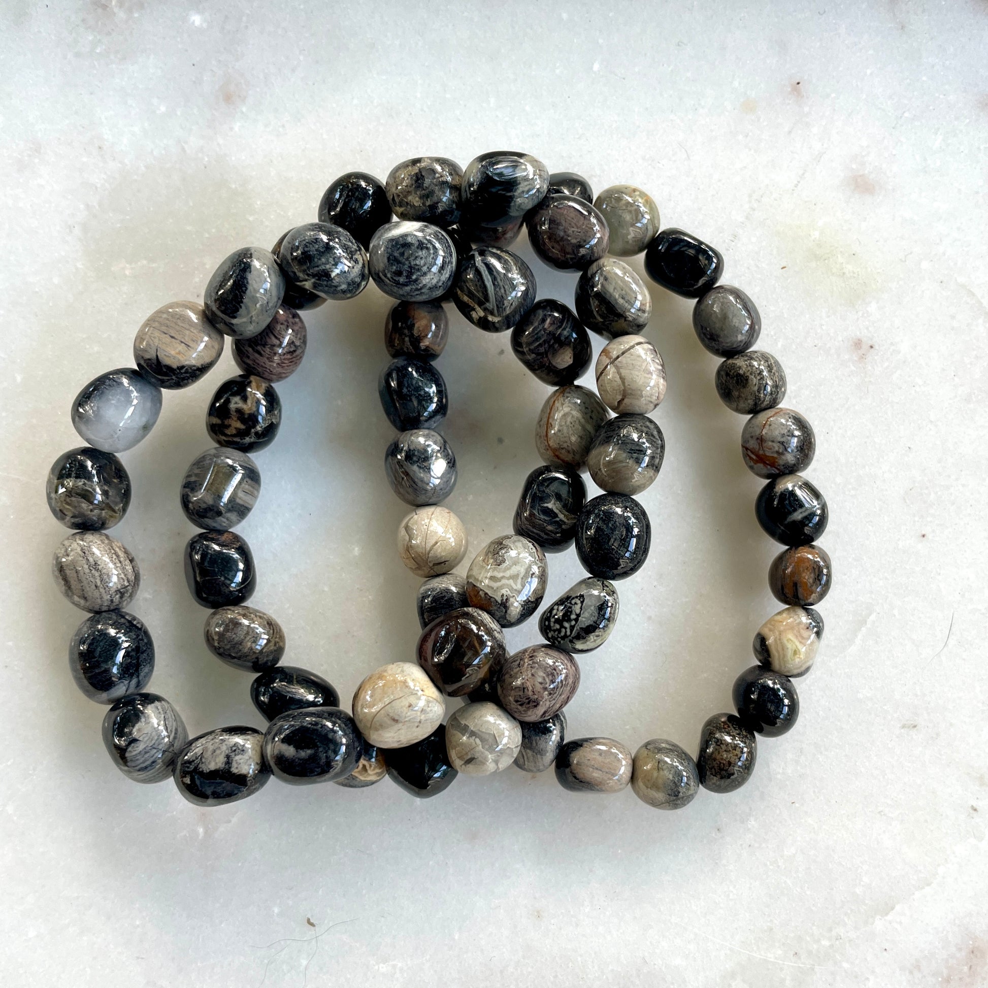 Silver Leaf jasper tumble stone bracelet