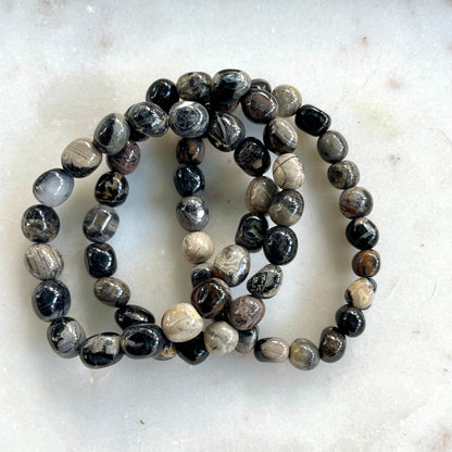 Silver Leaf jasper tumble stone bracelet