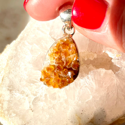 Citrine cluster pendant - 925 Stirling Silver