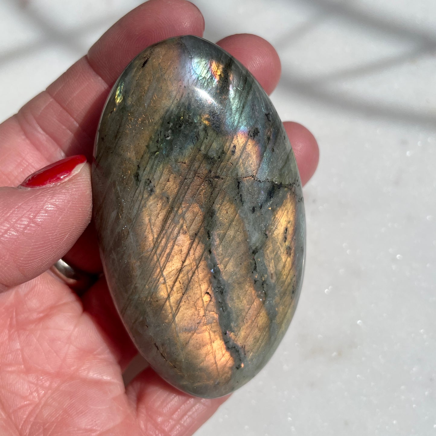 Labradorite Palm Stone - Golden flash 8.5CM