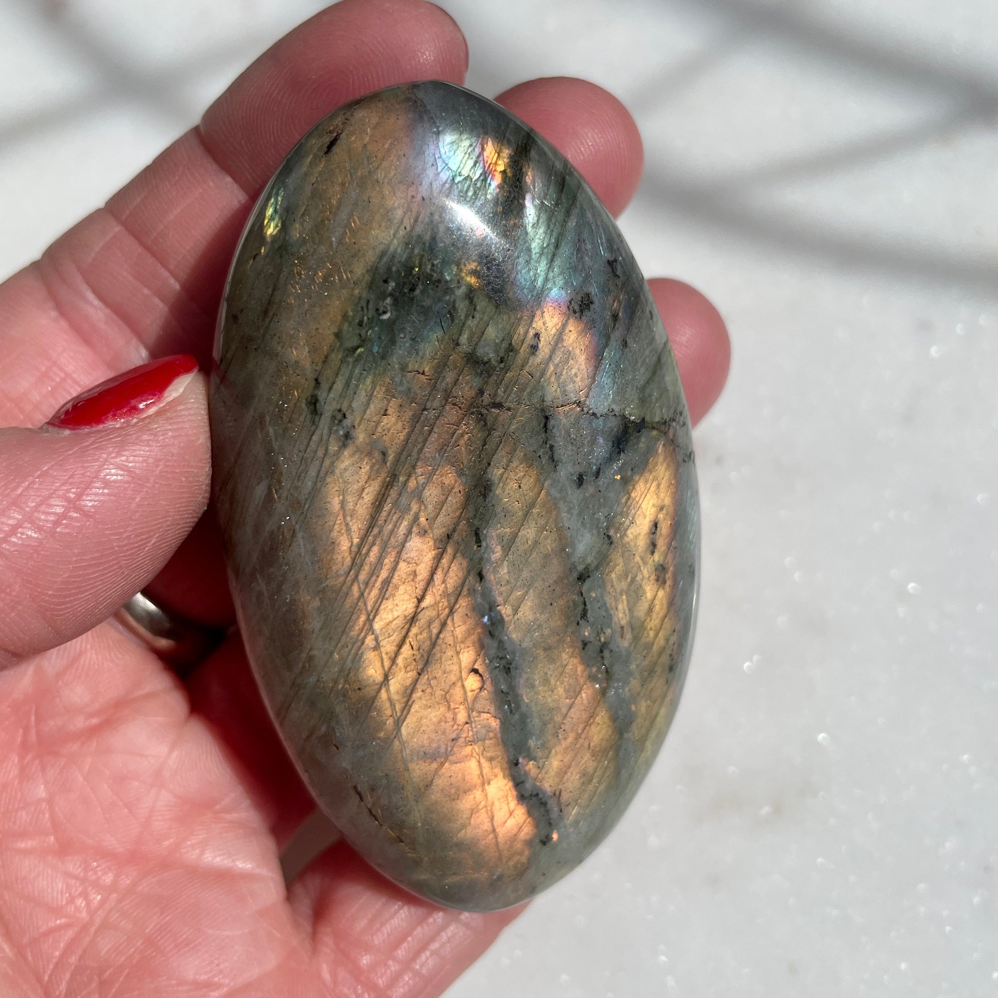 Labradorite Palm Stone - Golden flash 8.5CM