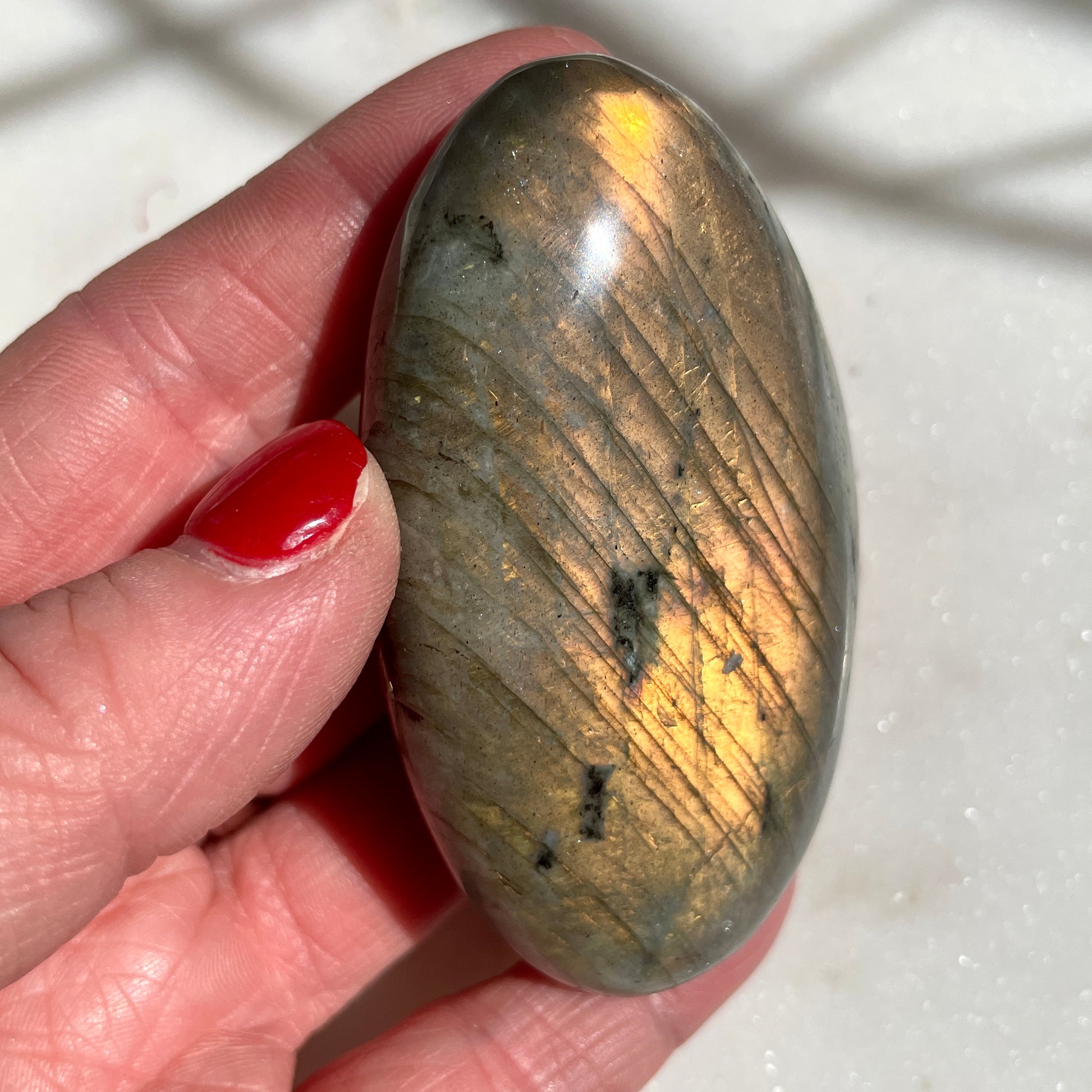 Labradorite Palm Stone - Golden flash 8.5CM