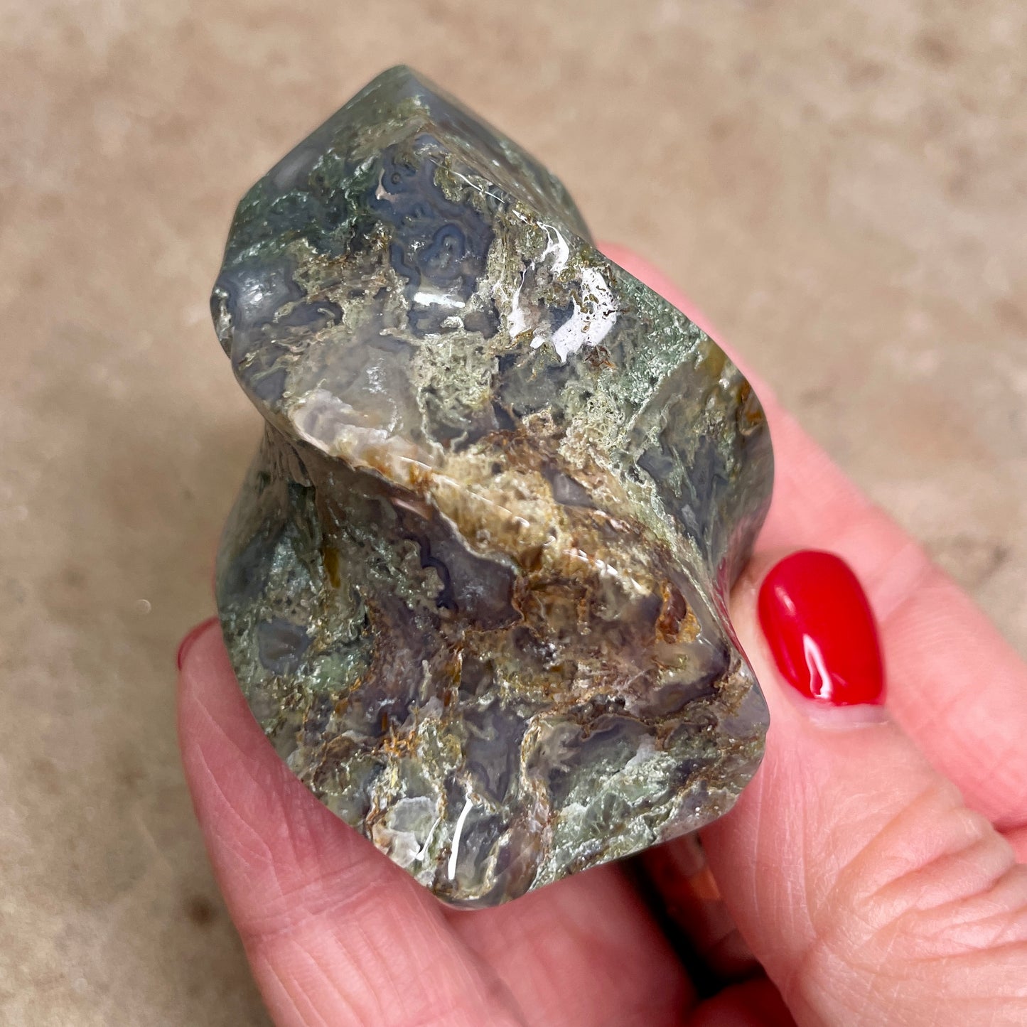 Moss Agate Quartz flame 6cm