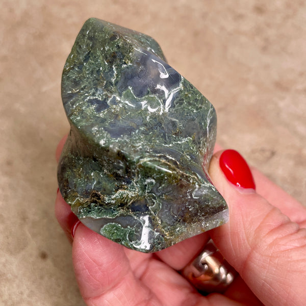 Moss Agate Quartz flame 6cm