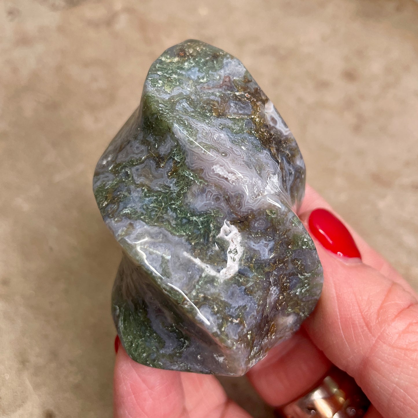 Moss Agate quartz flame 6CM