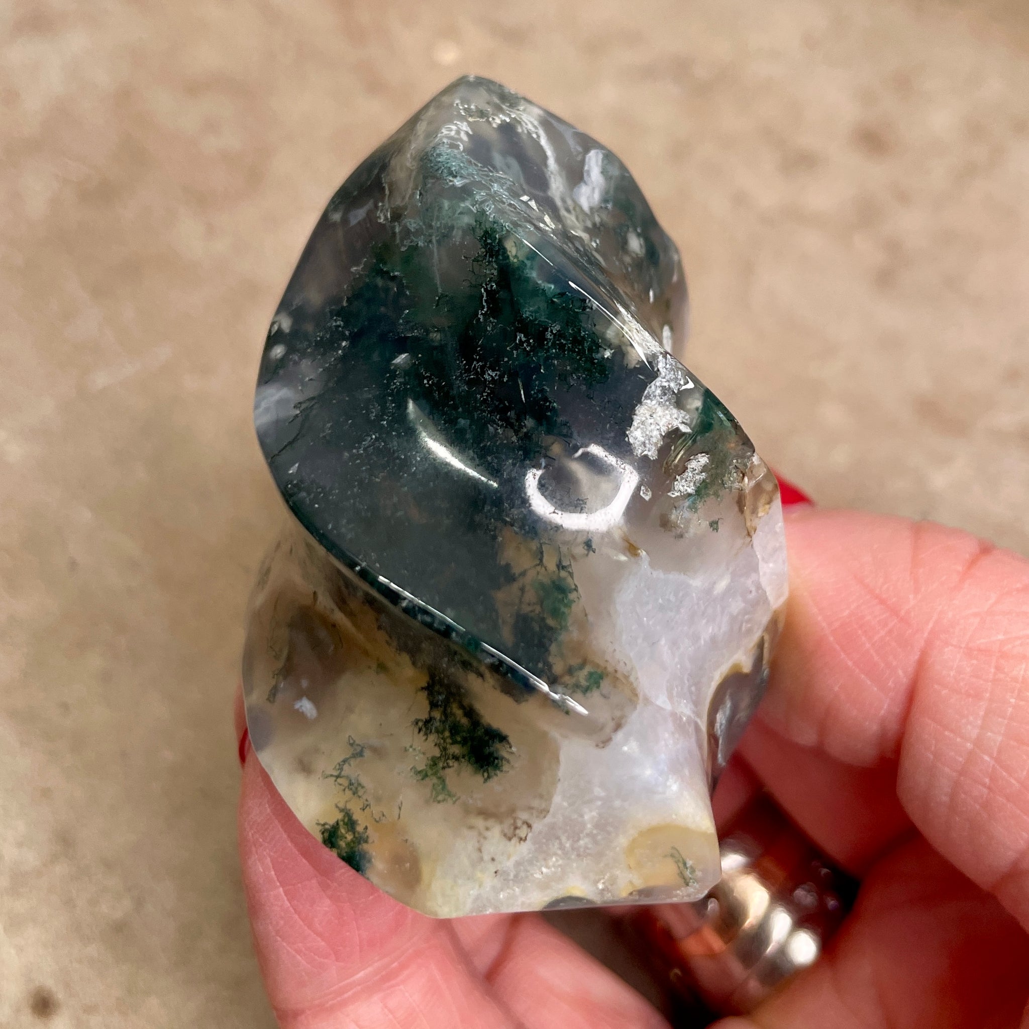 Moss Agate Quartz flame 6CM