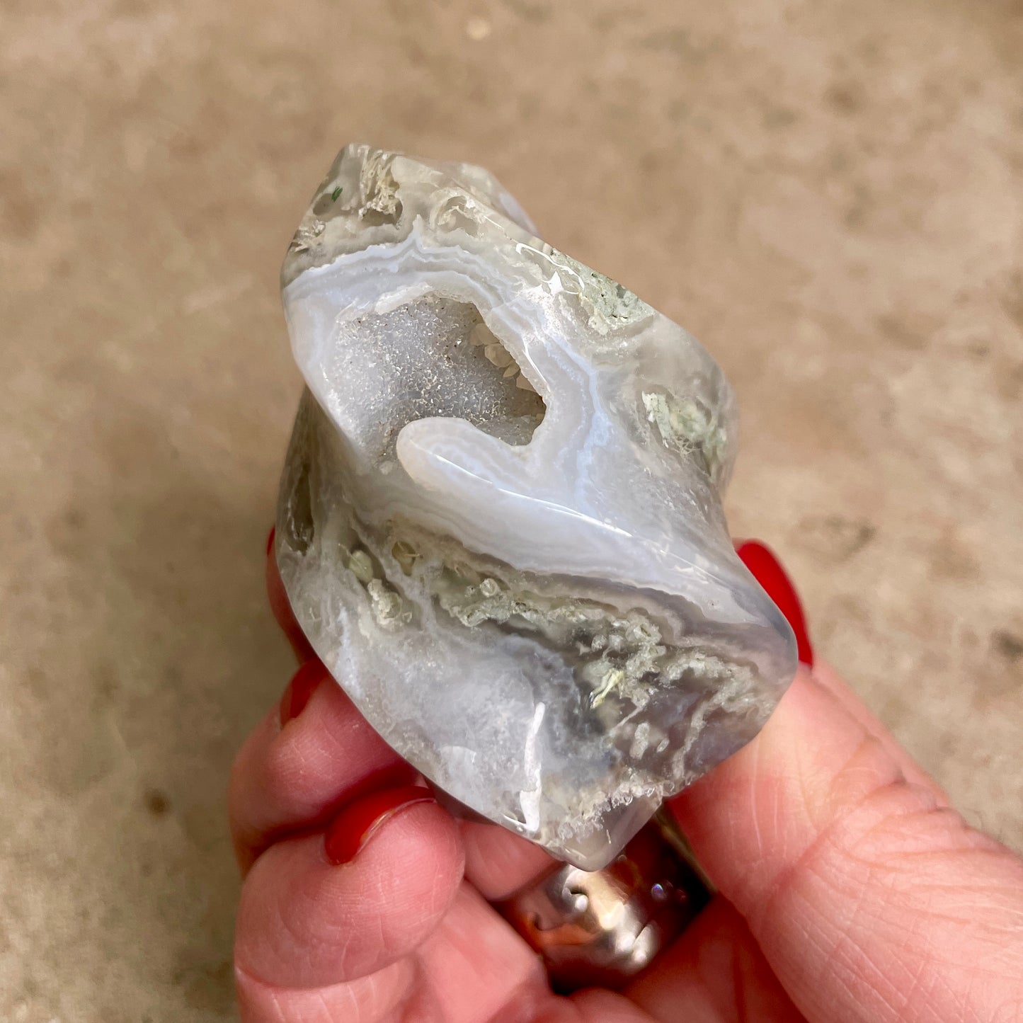 Moss Agate Quartz flame 6CM