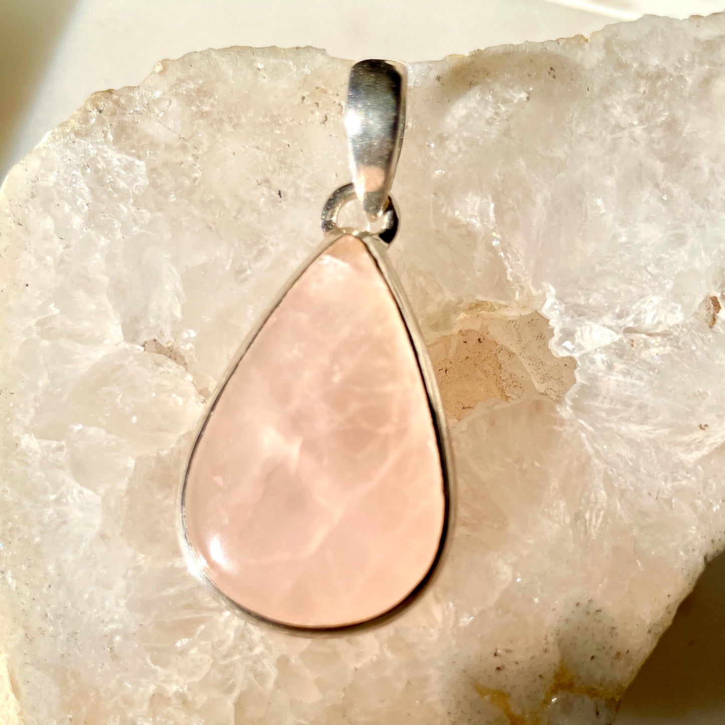 Rose Quartz Pendant - 925 Stirling Silver