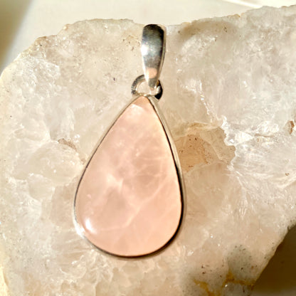 Rose Quartz Pendant - 925 Stirling Silver
