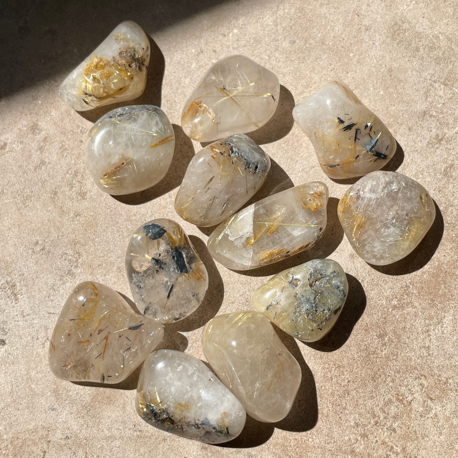 Golden Rutile tumble stone