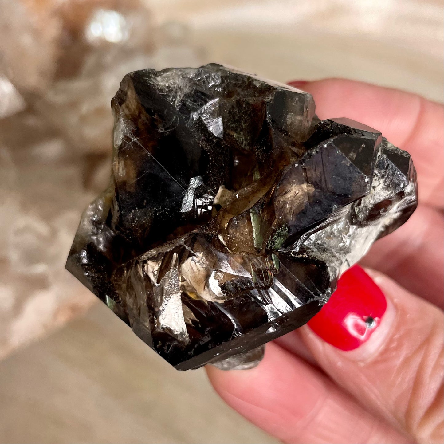 Elestial Smokey Quartz Cluster