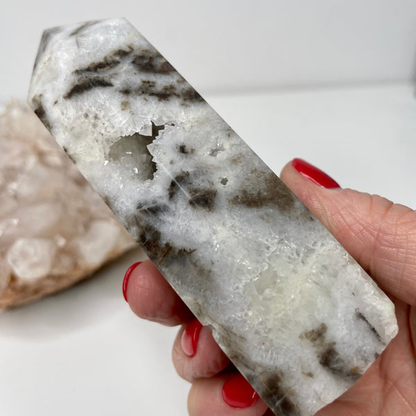 Sphalerite Tower with druzy 11cm