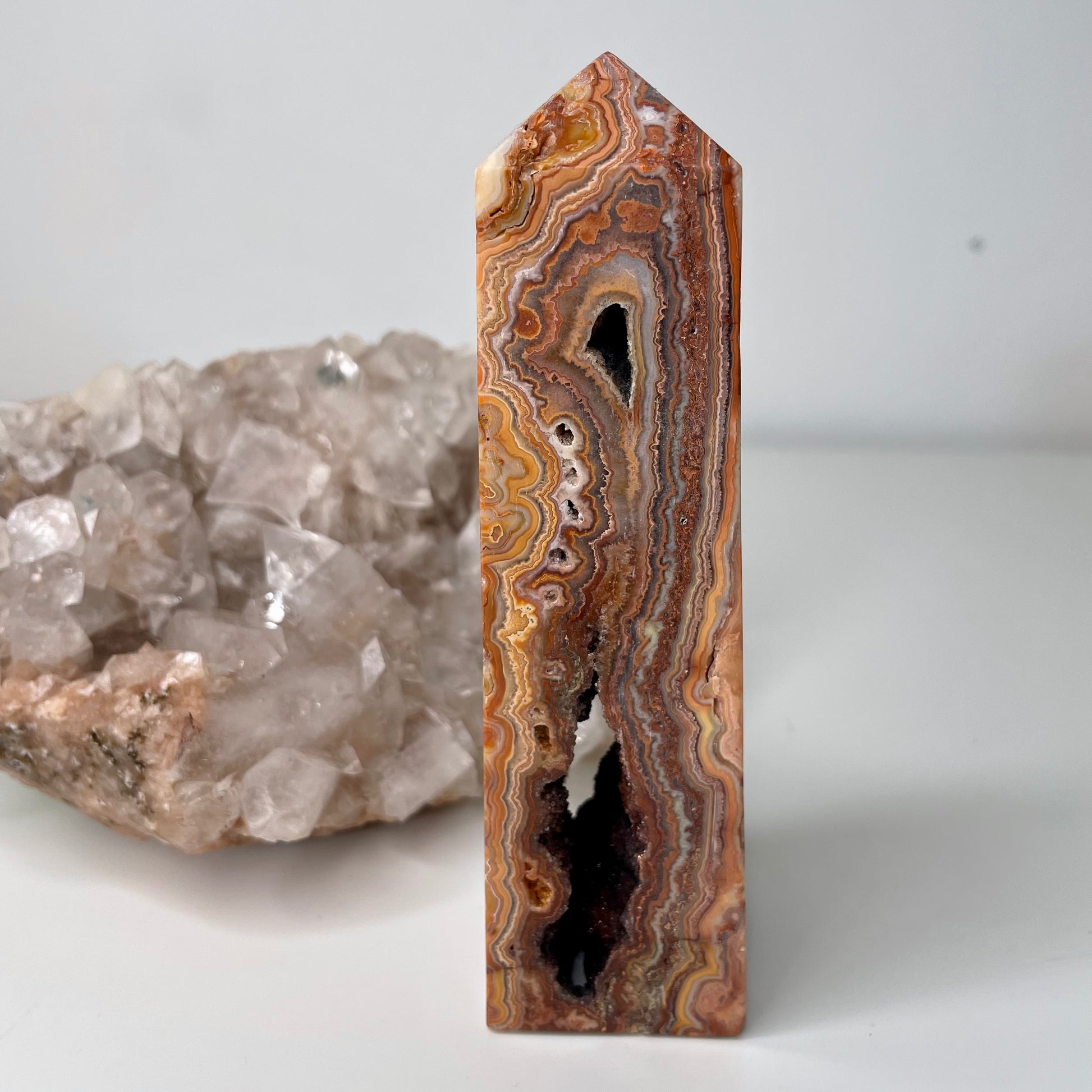Pink crazy lace agate Tower - 14cm
