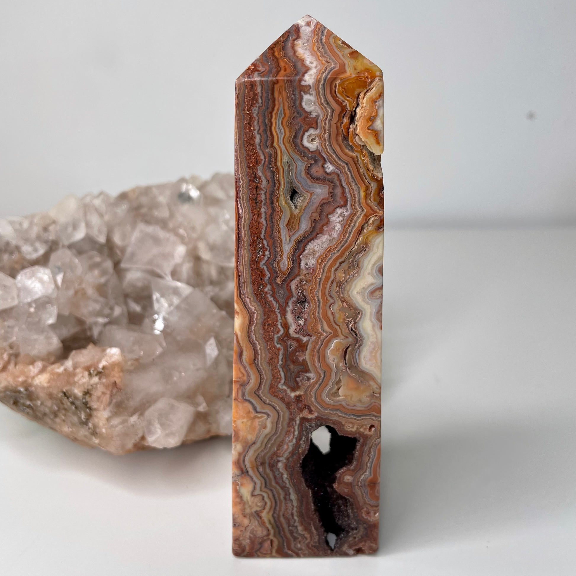 Pink crazy lace agate Tower - 14cm