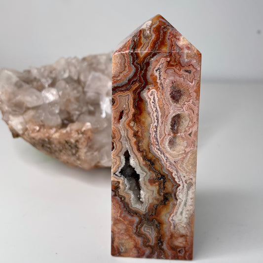 Pink crazy lace agate Tower - 12cm