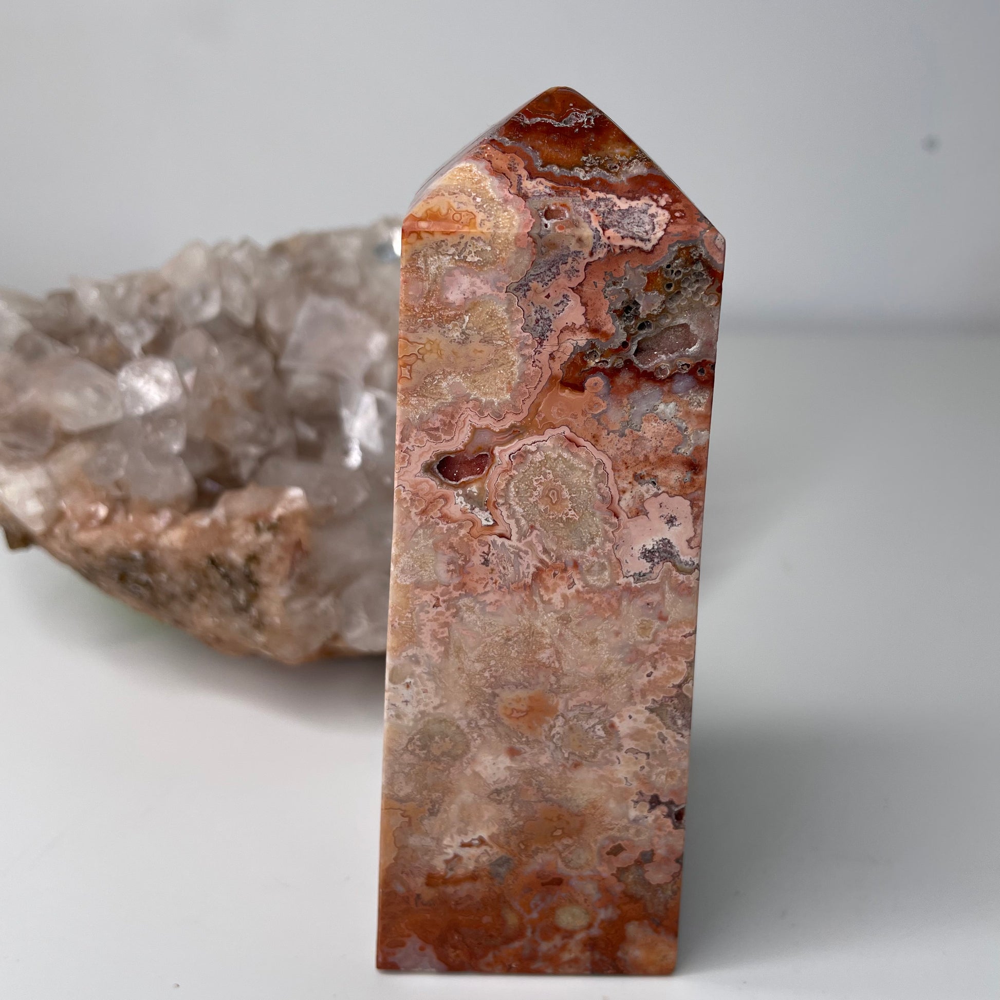 Pink crazy lace agate Tower - 12cm